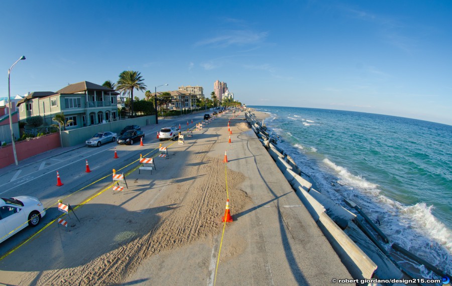 Nov 26 2012 Wall and Sidewalk Gone - A1A Flooding, Fort Lauderdale